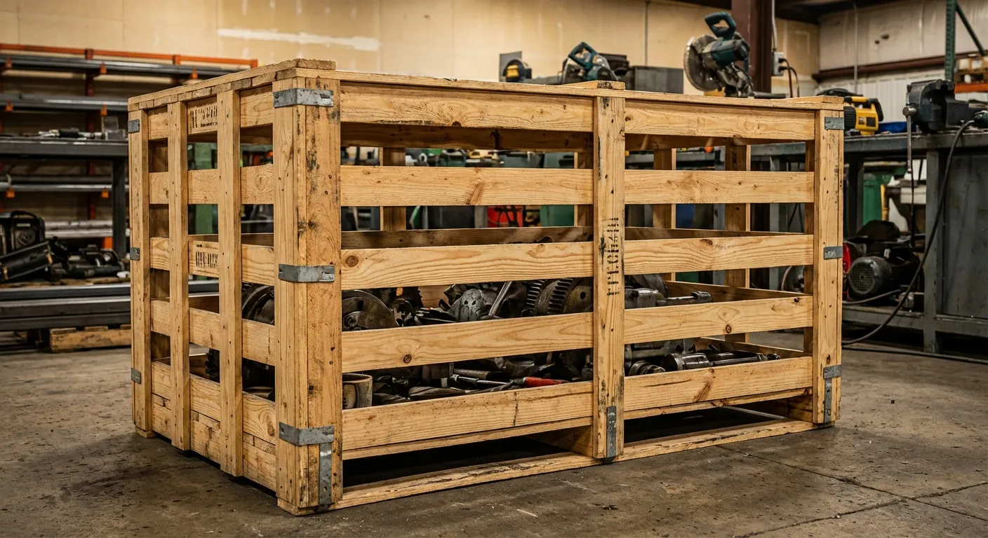 Caisse claire-voie bois crating industriel